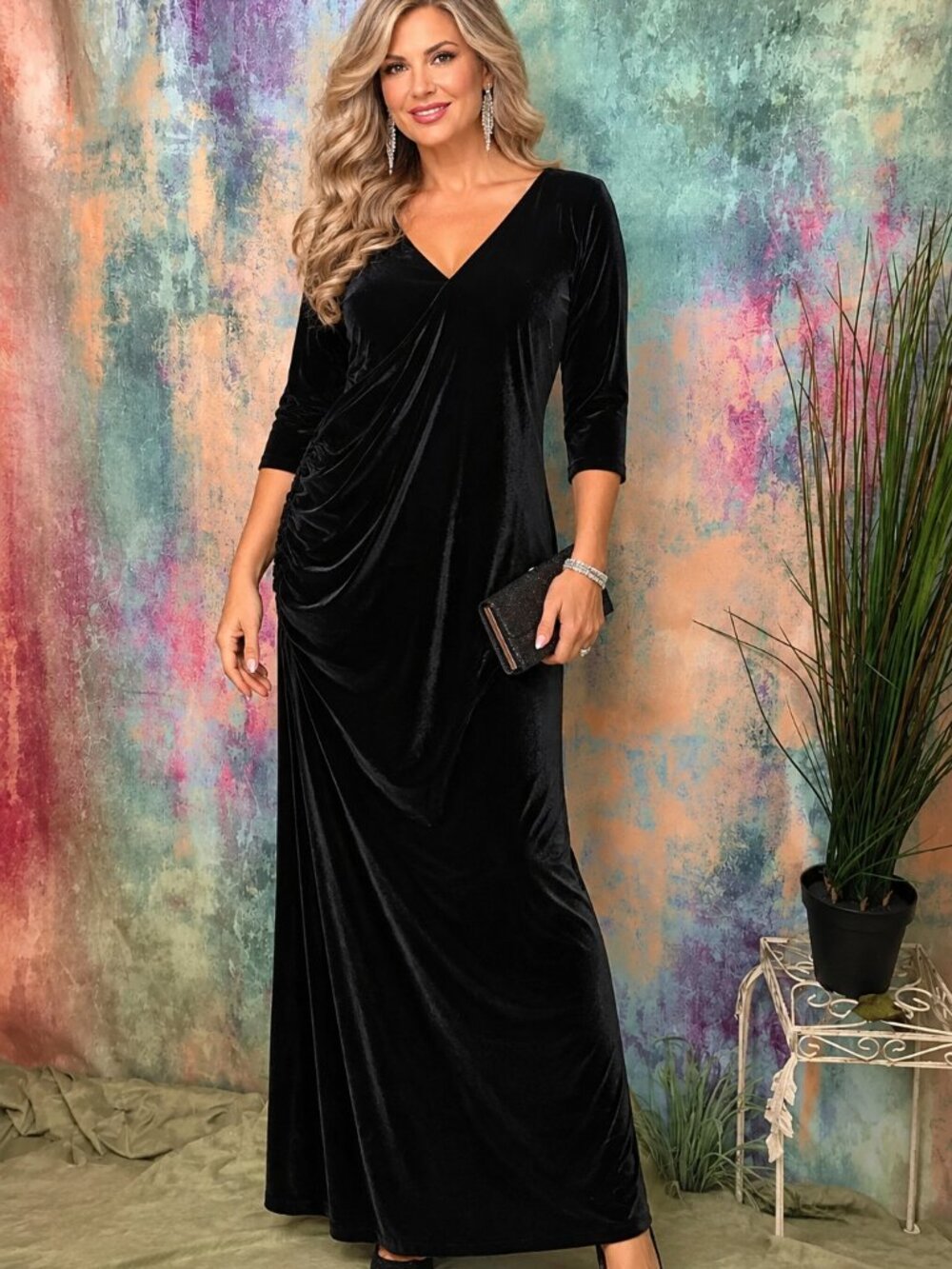 📌Metrostyle Timeless Elegant Velvet Evening - Formal  Dress
